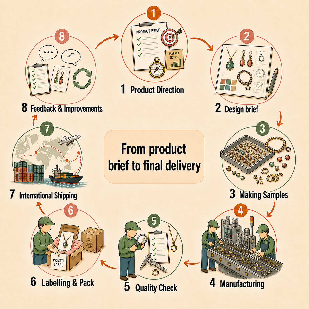Novelty product development workflow from product brief to final delivery