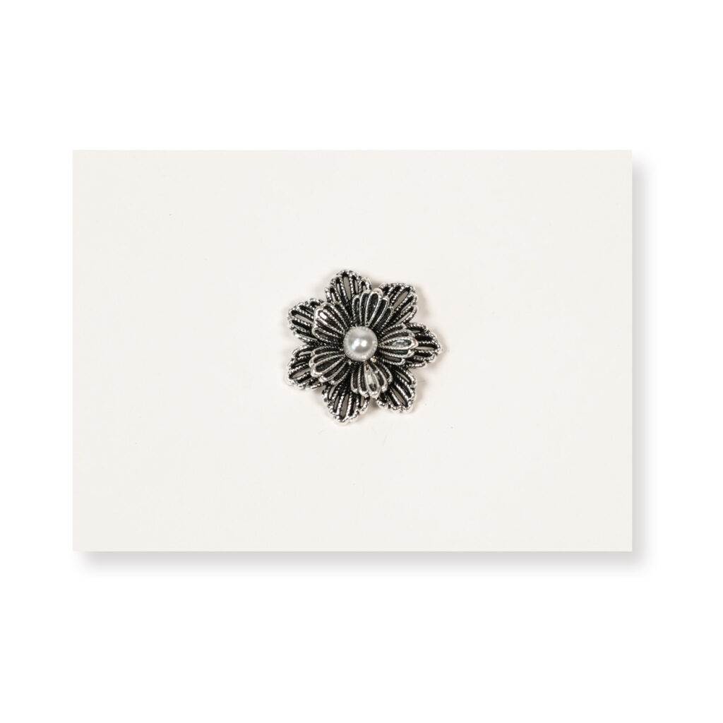 1.8cm Black Flower Alloy Button