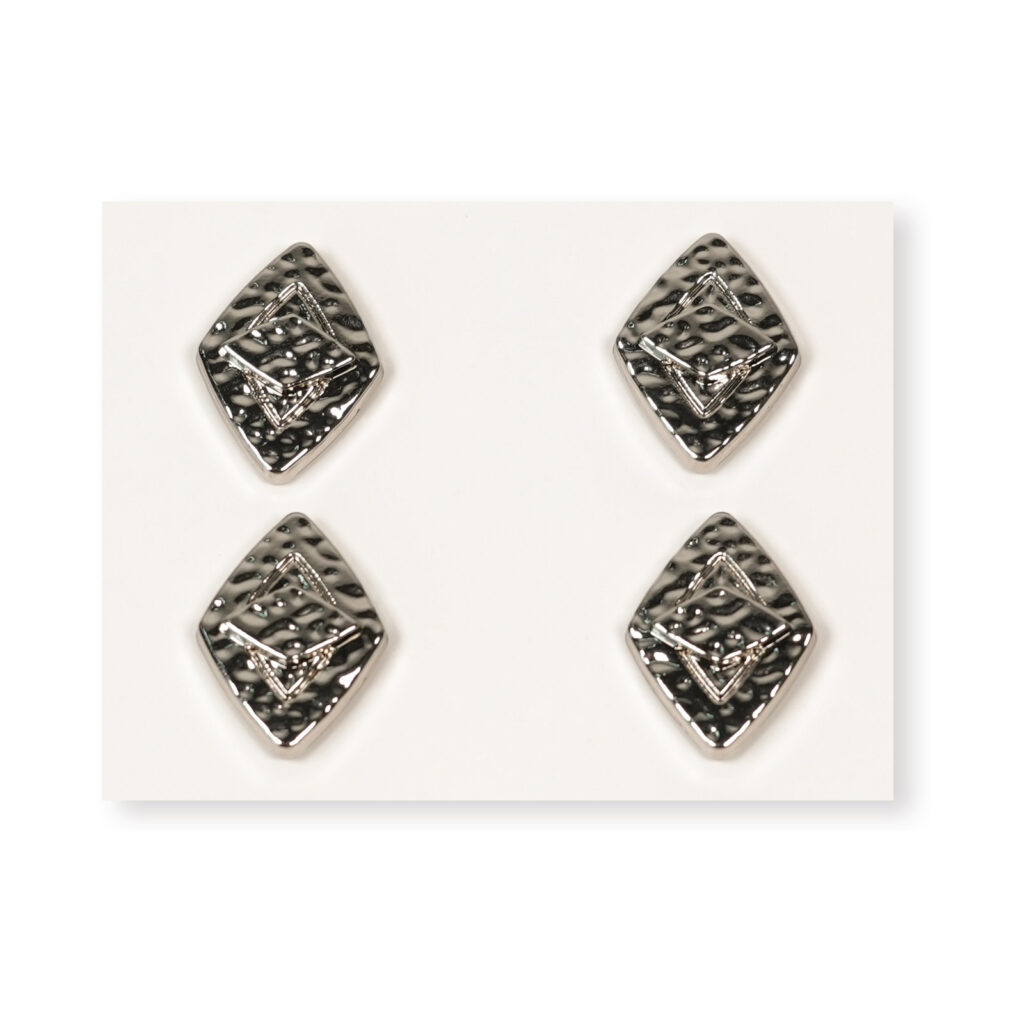 13.5 x 18mm Silver Mini Diamond Alloy Button