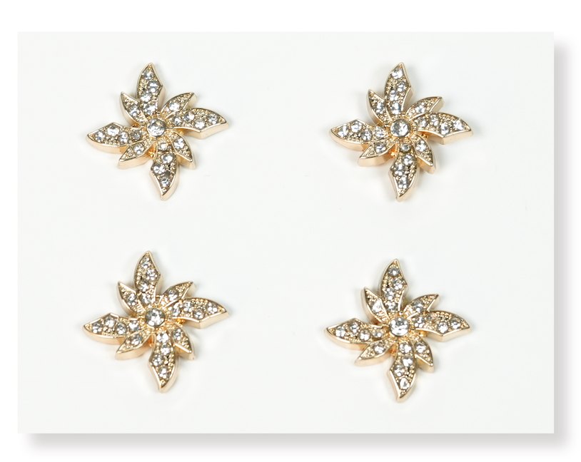 13.5mm Gold Rhinestone Starburst Alloy Button