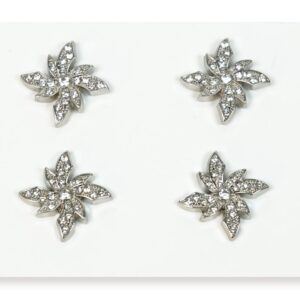 13.5mm Silver Rhinestone Starburst Alloy Button