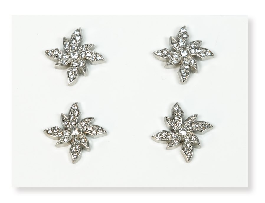 13.5mm Silver Rhinestone Starburst Alloy Button