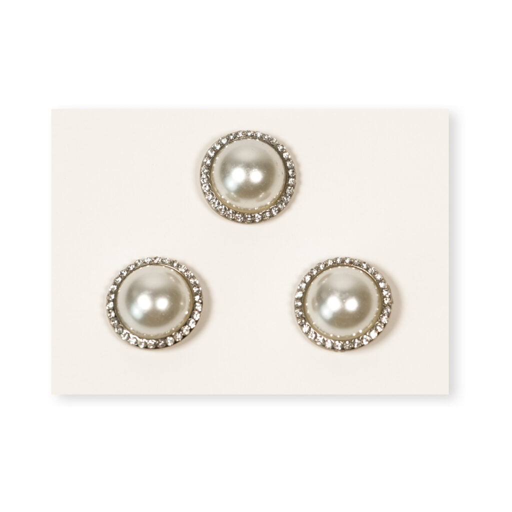 15.5mm Pearl-Rimmed Round Alloy Button
