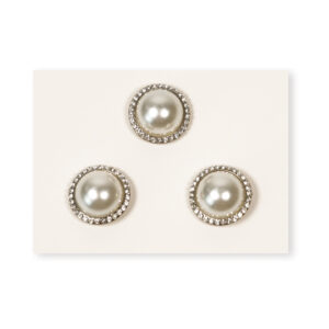 15.5mm Pearl-Rimmed Round Alloy Button