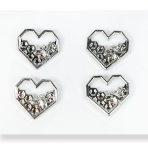 18 x 17mm Rhinestone Heart Alloy Button