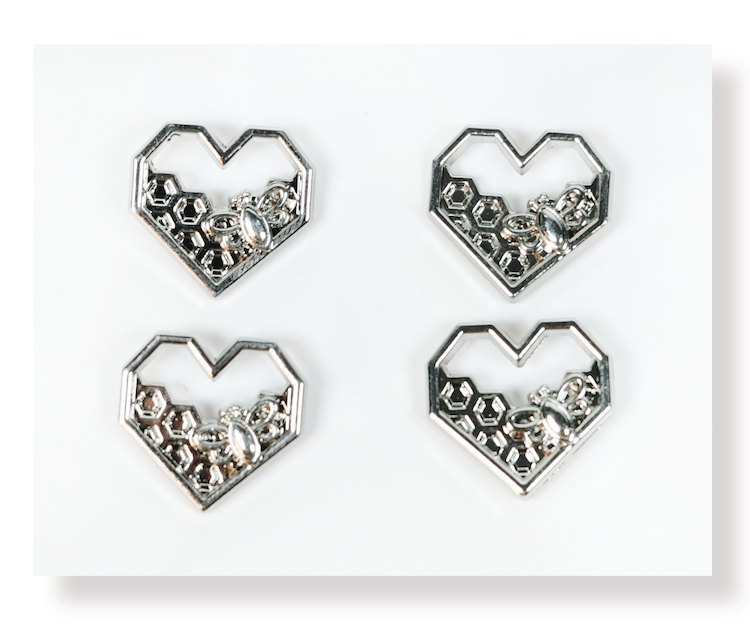 18 x 17mm Rhinestone Heart Alloy Button