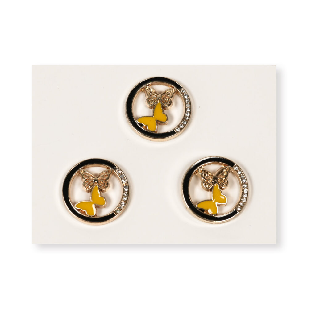 18mm Amber Enamel Round Alloy Button