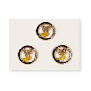 18mm Amber Enamel Round Alloy Button