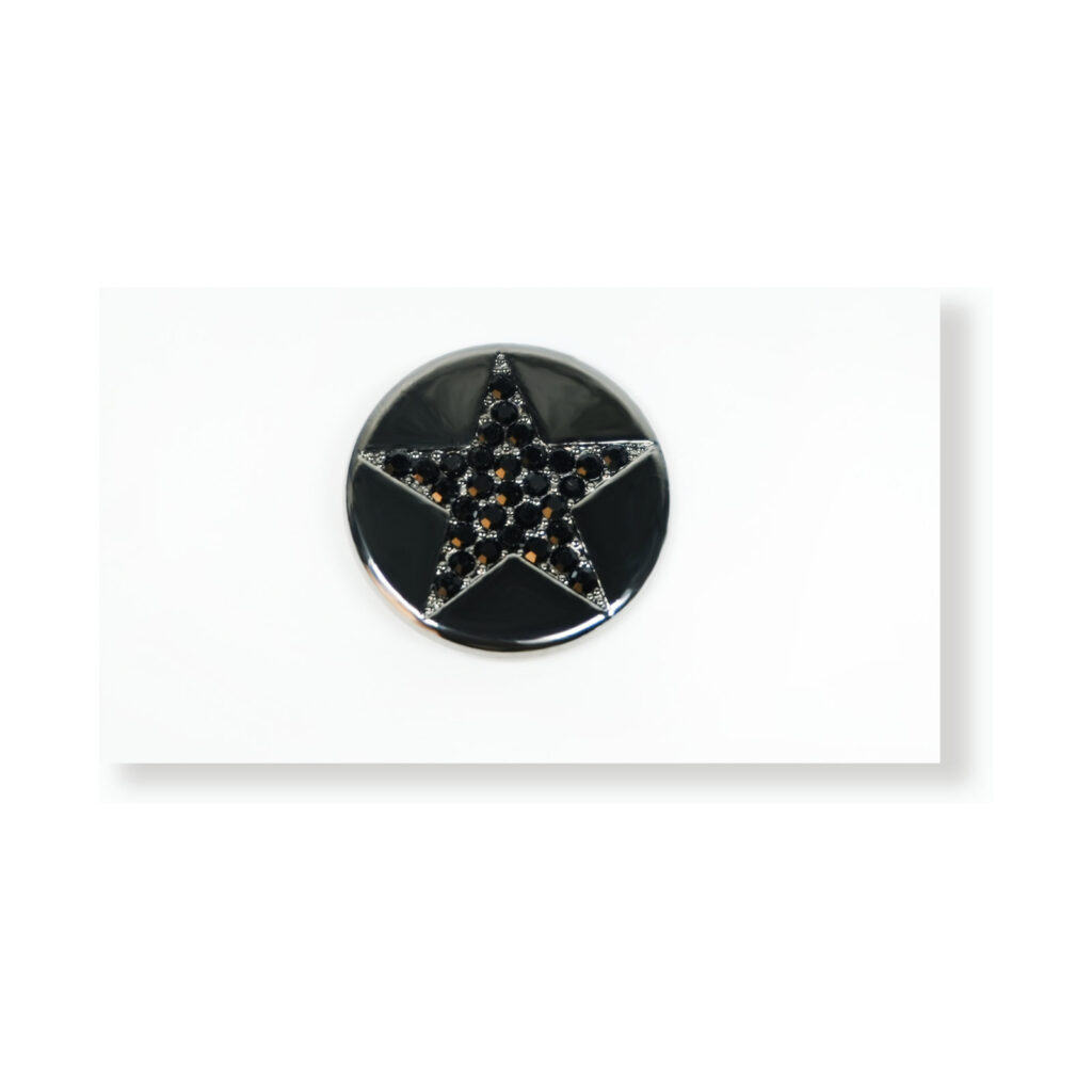 2.5cm Black Star Round Alloy Button