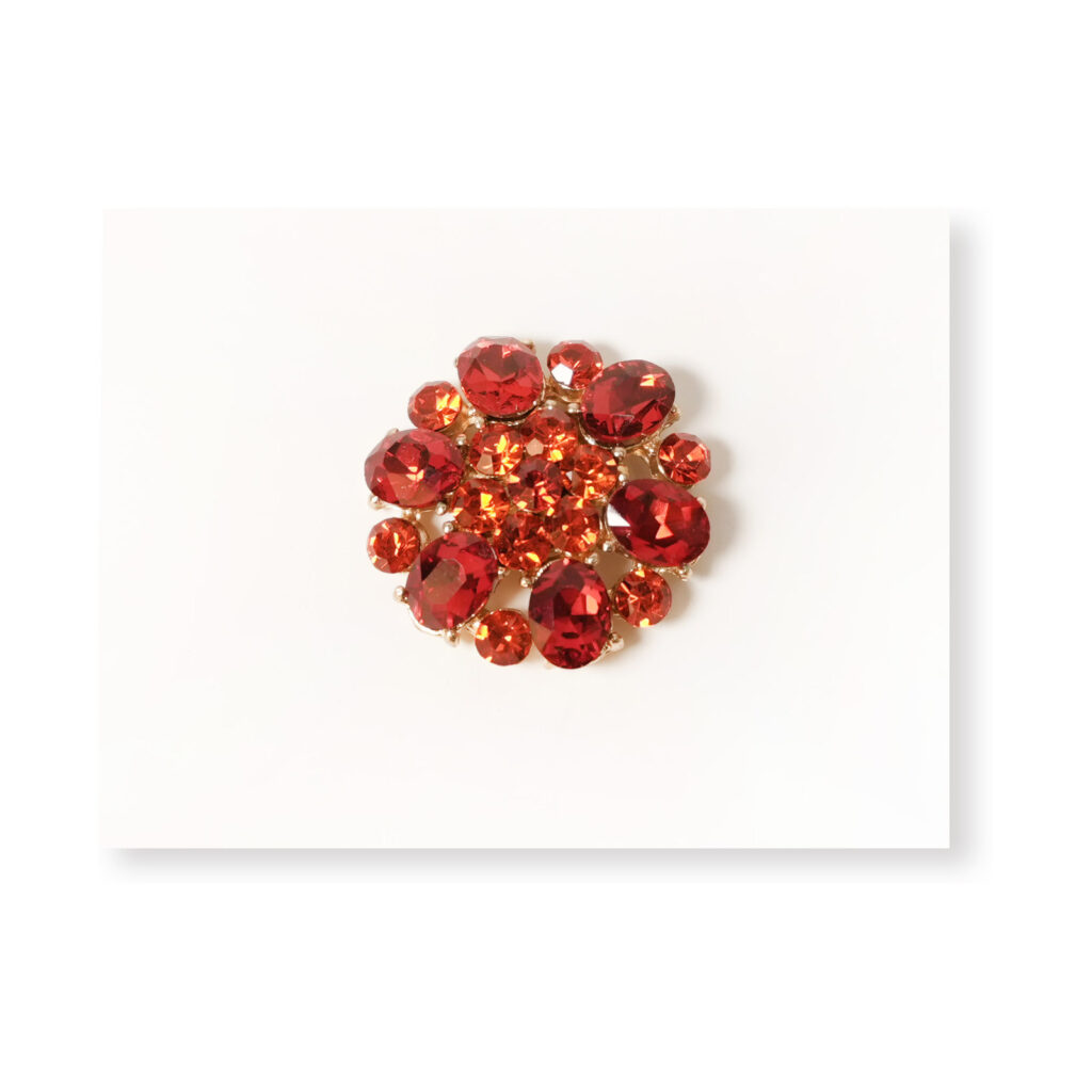 2.6cm Red Enamel Flower Alloy Button