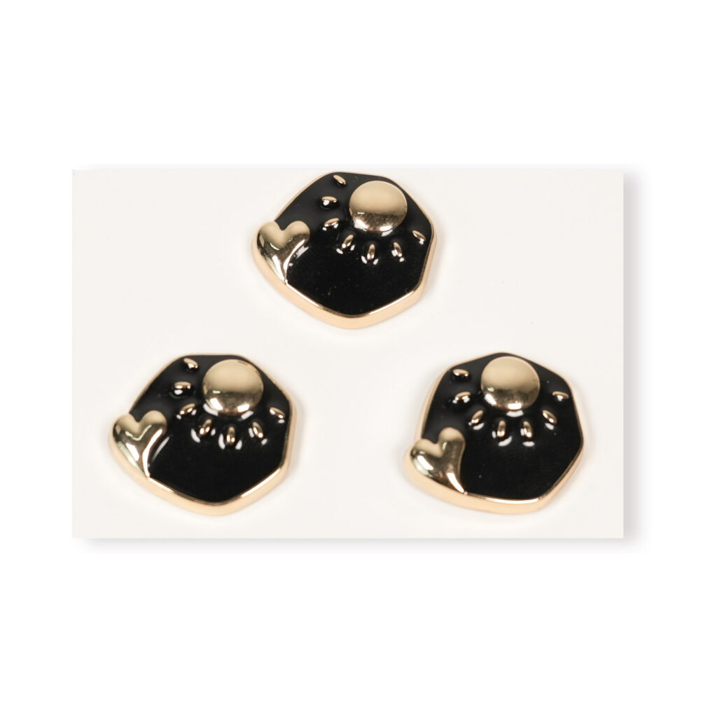 20mm Black Enamel Floral Alloy Button