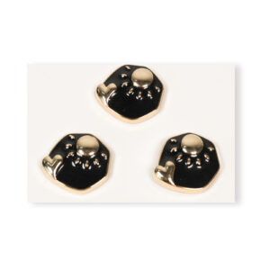 20mm Black Enamel Floral Alloy Button
