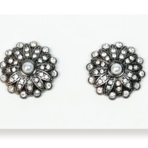 21mm Gunmetal Pearl-Center Flower Alloy Button