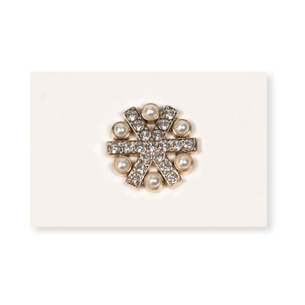 25mm Gold Rhinestone Flower Cluster Alloy Button