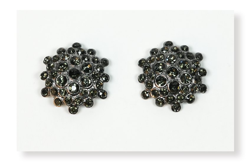 36mm Black Rhinestone Cluster Alloy Button