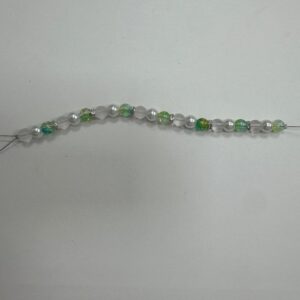 7-Inch Ivory Pearl and Green Floral Bead Strand