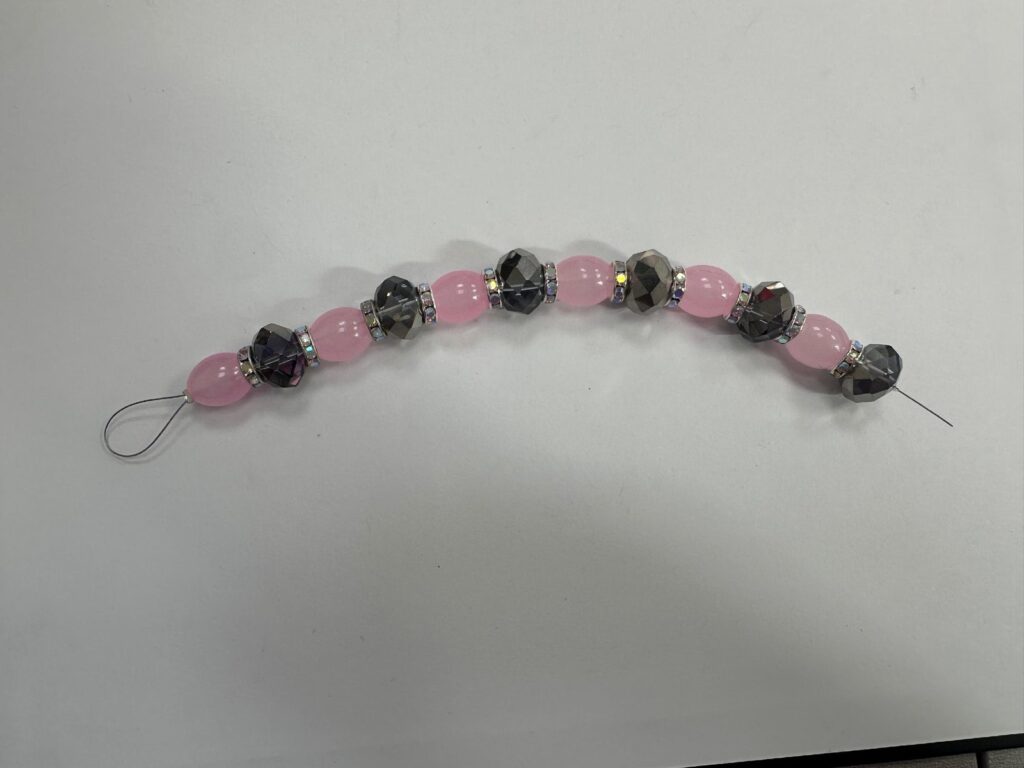 7-Inch Pink and Gunmetal Bead Strand