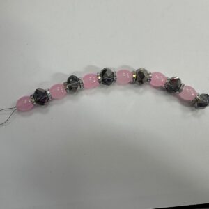 7-Inch Pink and Gunmetal Bead Strand