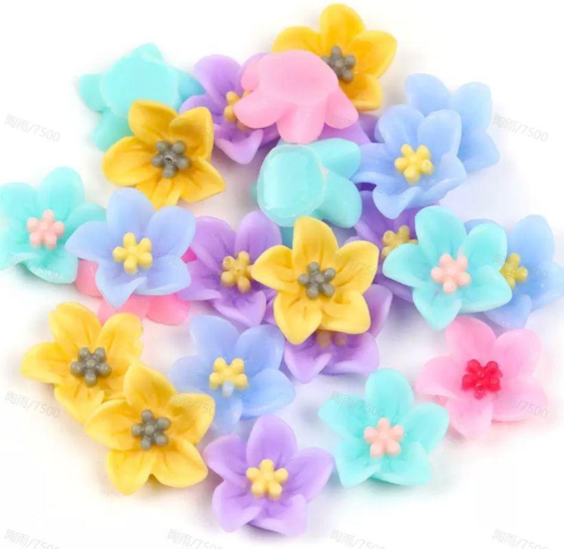 Assorted Mini Flower Flatback Resin Embellishment, 13mm