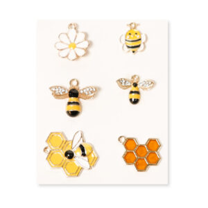 Bee Flower and Honeycomb Jewelry Charms