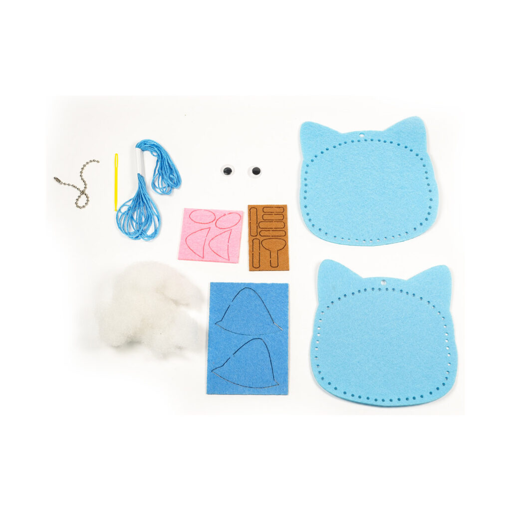 Blue Cat Felt Coin Purse Kit, 13-15 cm