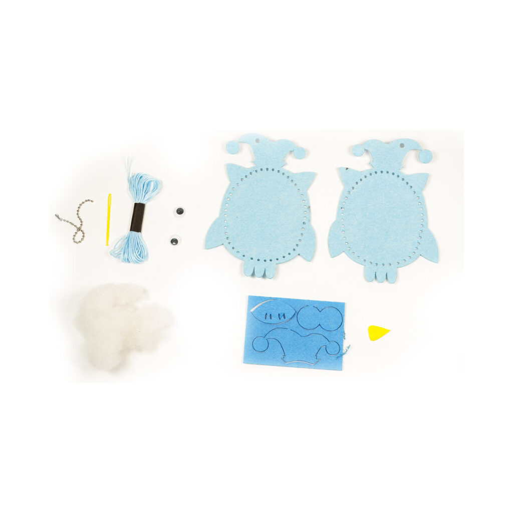 Blue Owl Felt Keychain Sewing Kit, 13-15 cm