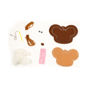 Brown Bear Face Felt Keychain Sewing Kit, 13-15 cm