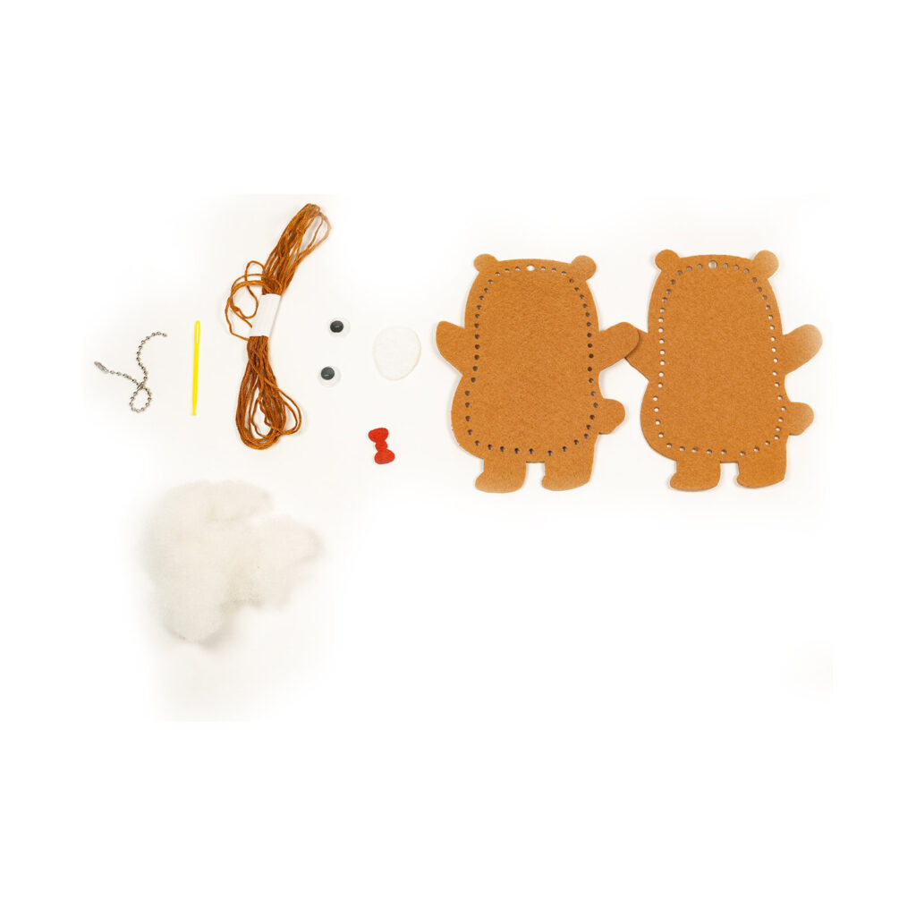 Brown Bear Felt Keychain Kit with Light Belly, 13-15 cm