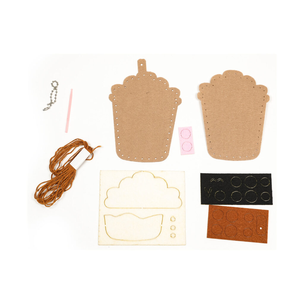 Brown Bubble Tea Felt Keychain Kit, 13-15 cm