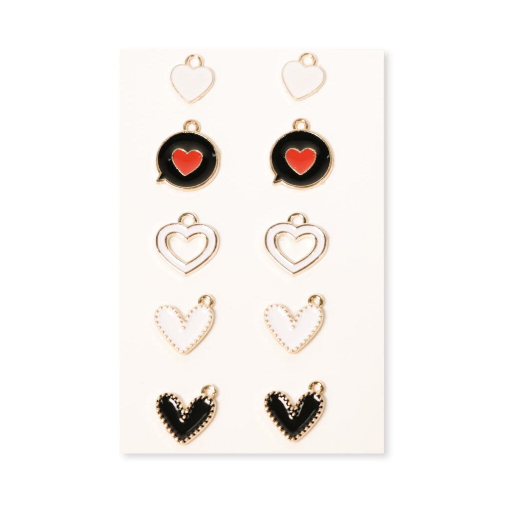 Color-Accent Heart Jewelry Charms