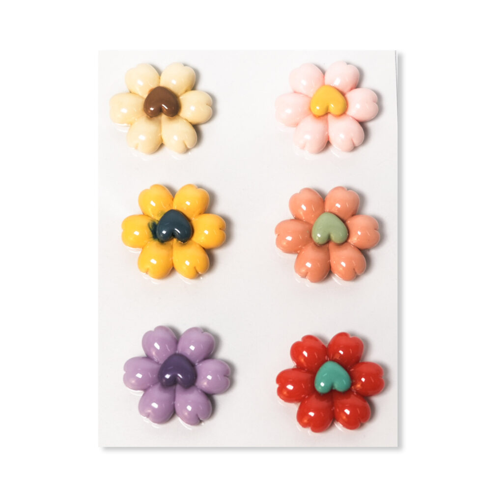 Colorful Mini Flower Flatback Resin Embellishment, 23 x 23mm