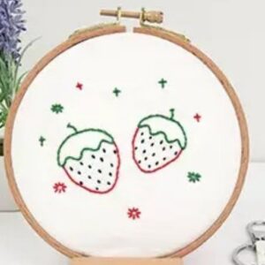 Strawberry Embroidery Kit with 12 cm Frame