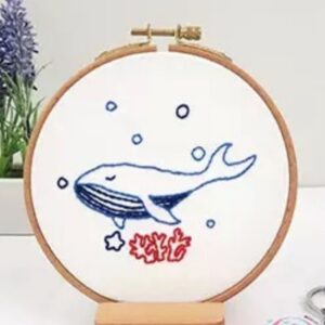 Whale Embroidery Kit with 12 cm Frame