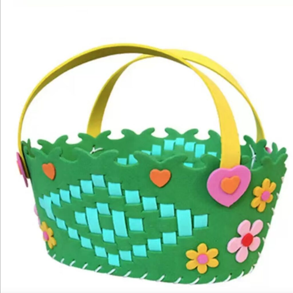 Green Floral Woven Basket Craft Kit, 11 cm
