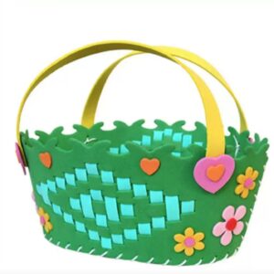 Green Floral Woven Basket Craft Kit, 11 cm