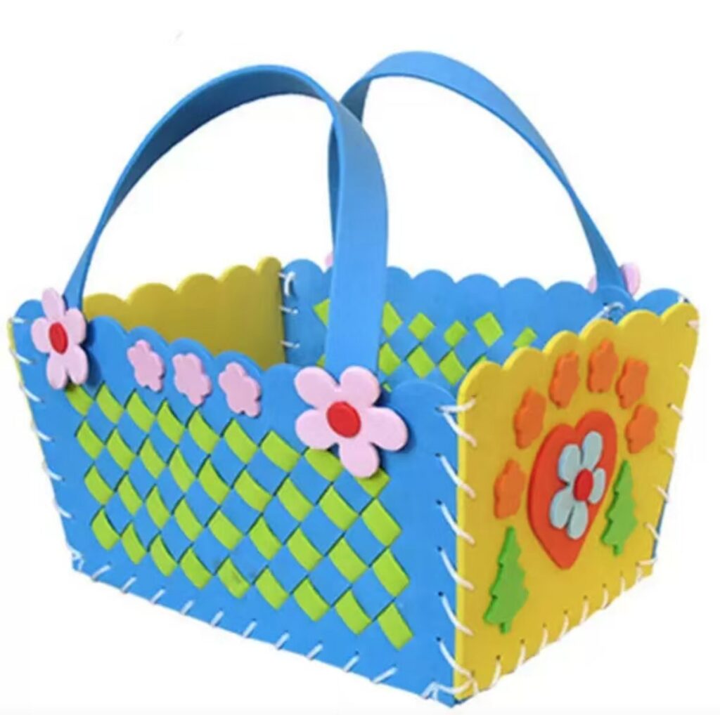 Blue Flower Woven Basket Craft Kit, 11 cm