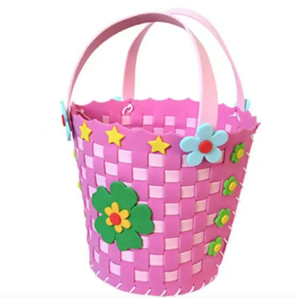 Pink Floral Woven Basket Craft Kit, 12 cm