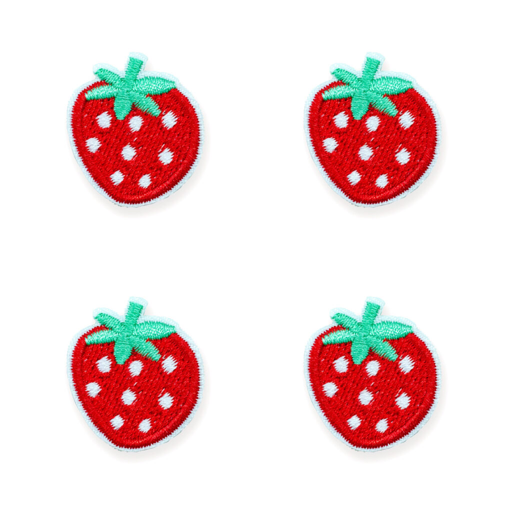 Embroidered Strawberry Iron-On Patch, 2.6 x 3.3cm