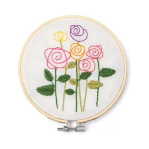 Floral Embroidery Kit with 12 cm Frame