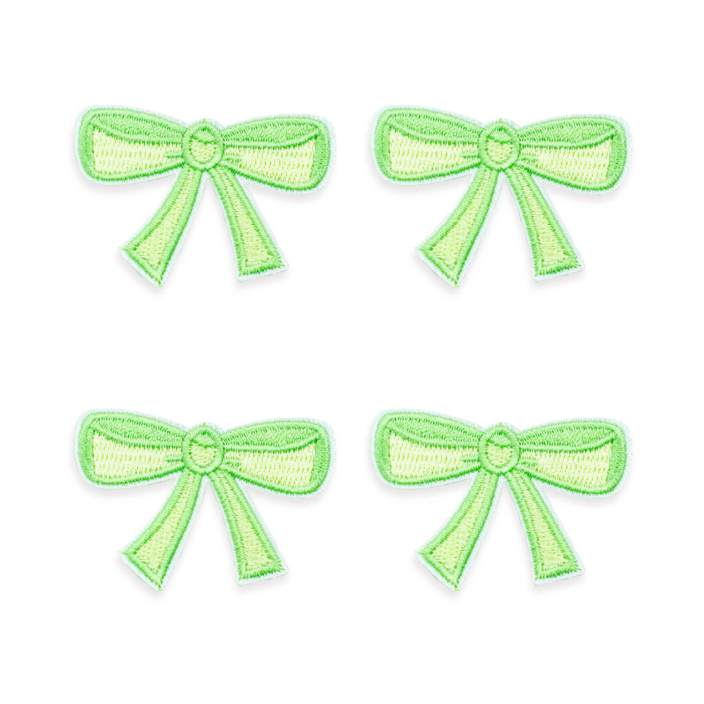 Green Bow Embroidered Patch, 5.1 x 3.7cm