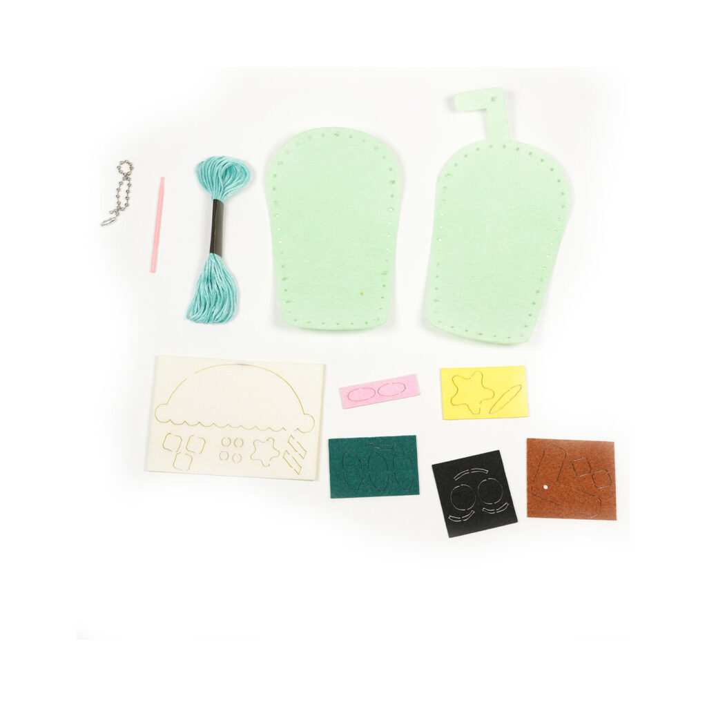 Green Tea Cup Felt Keychain Kit, 13-15 cm