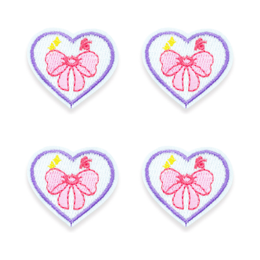 Heart and Flower Embroidered Patch, 3.6 x 3.3cm