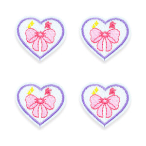 Heart and Flower Embroidered Patch, 3.6 x 3.3cm
