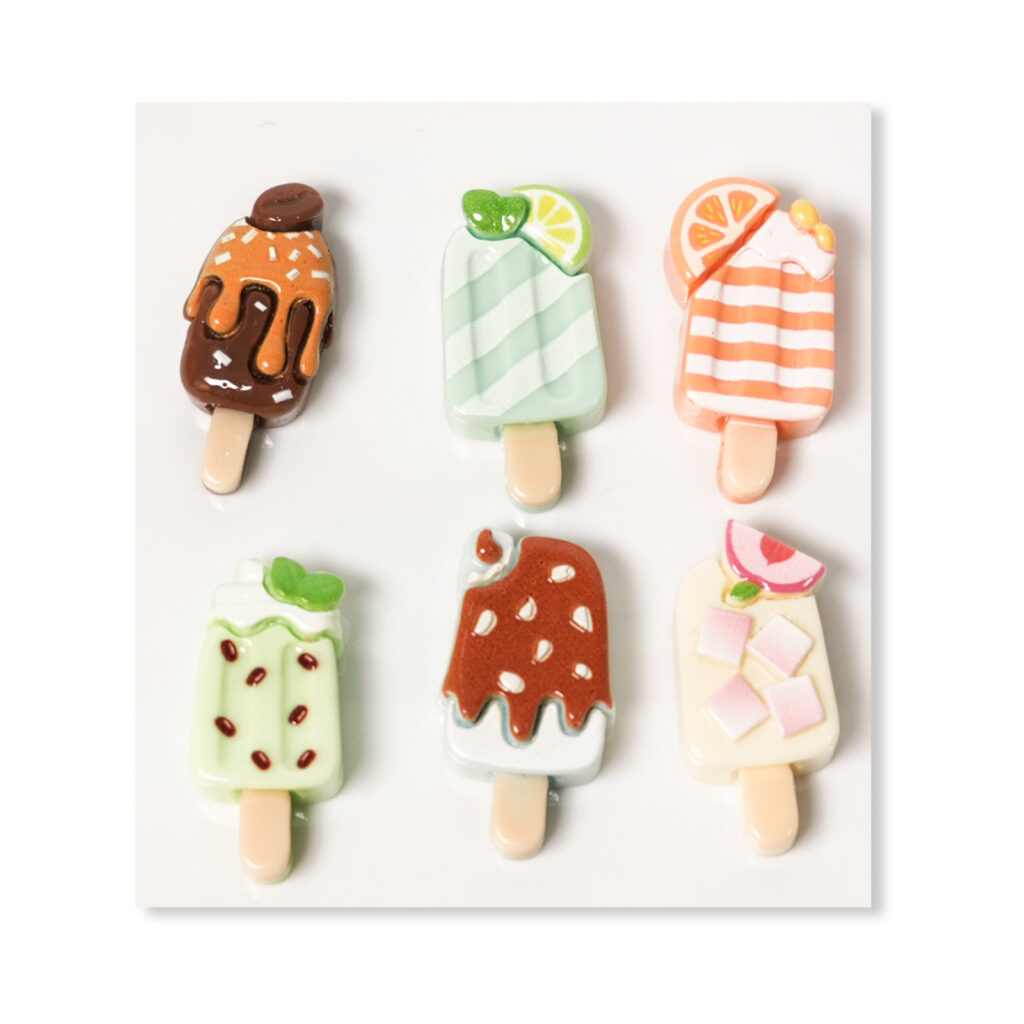 Ice Cream Cone and Popsicle Flatback Resin Embellishment, 30 x 15mm
