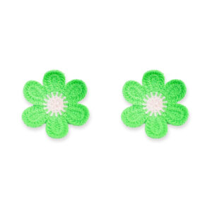 Knitted Green Flower Patch, 7cm