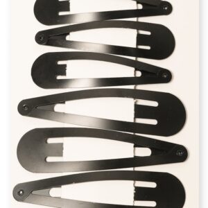 Long Black Snap Hair Clip, 6.8 and 7.5 cm