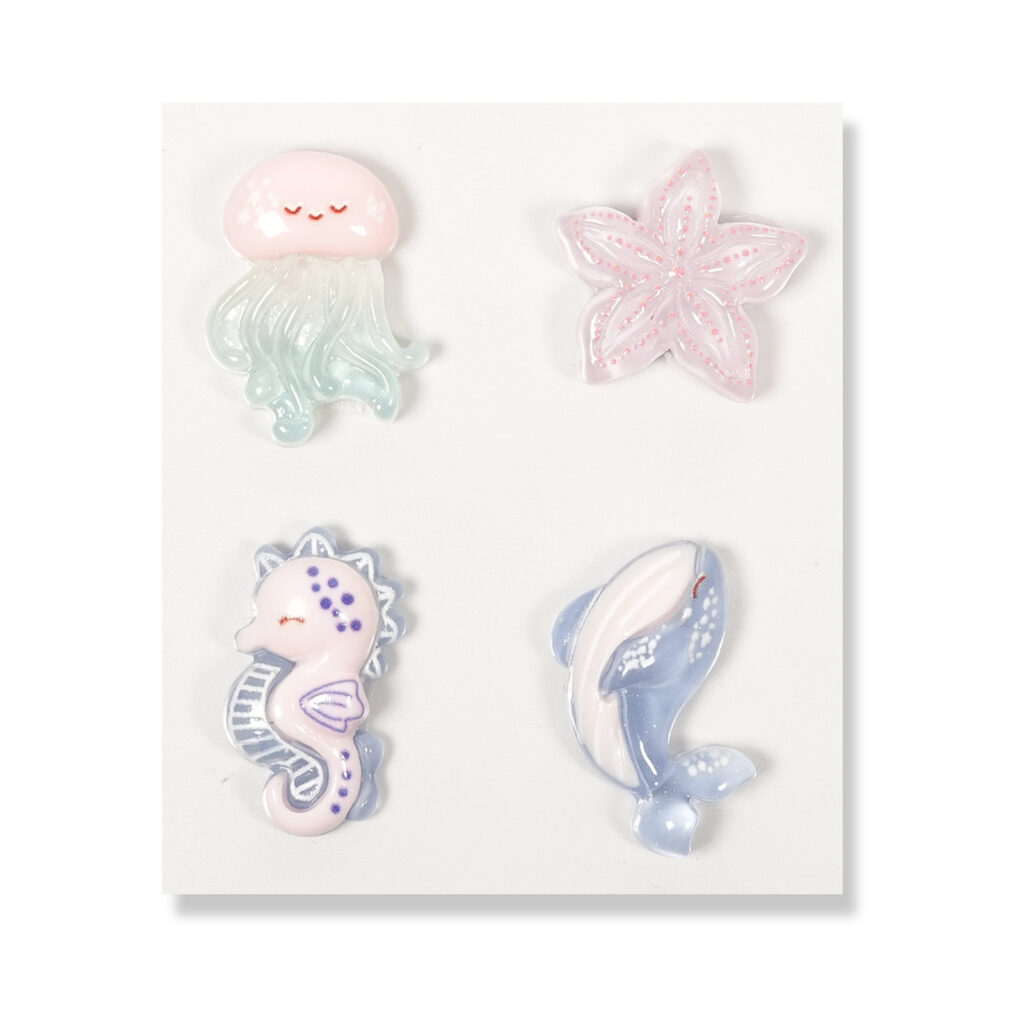 Mermaid and Ocean Flatback Resin Embellishment, 26.7 x 19.4mm