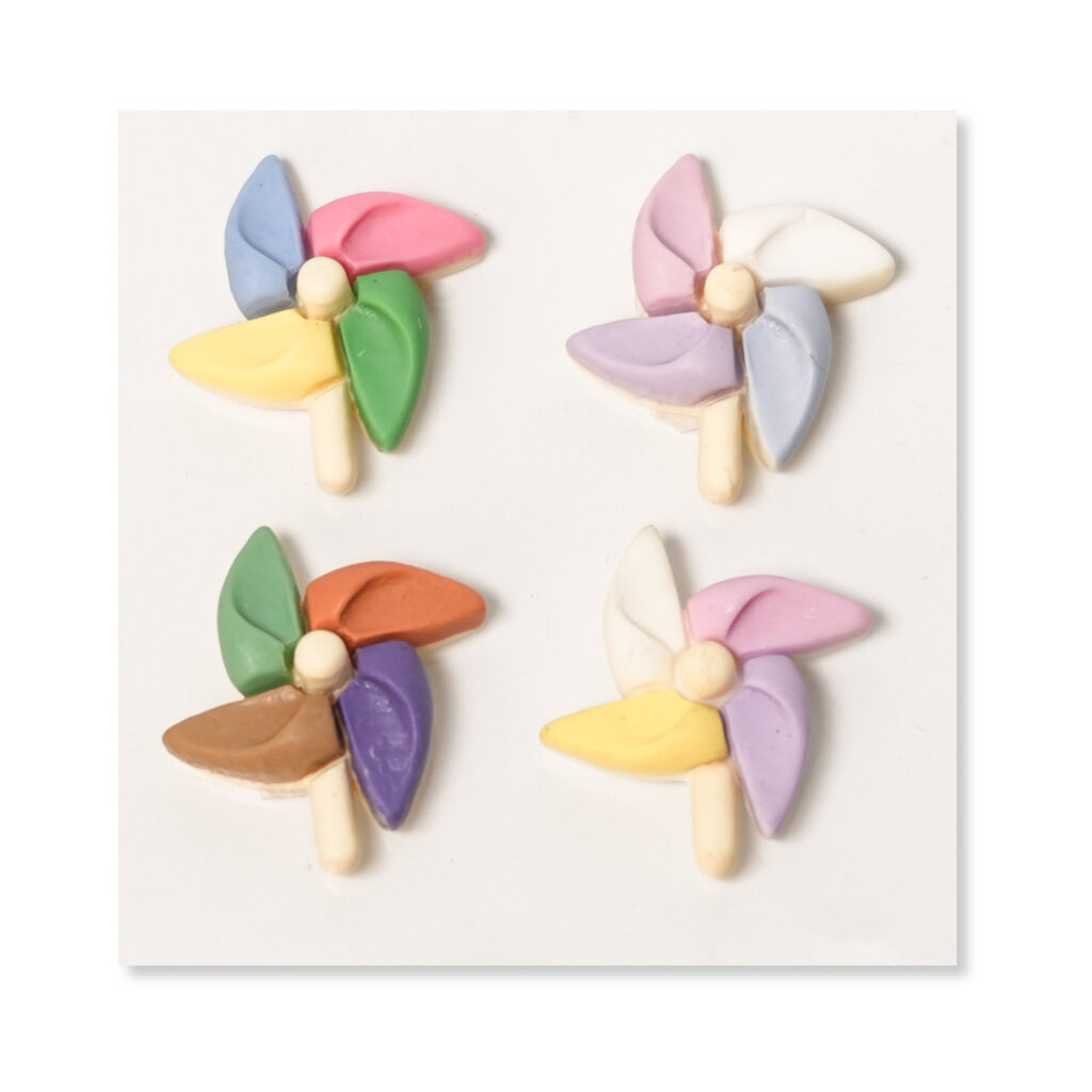 Multicolor Pinwheel Flower Flatback Resin Embellishment, 27 x 29mm