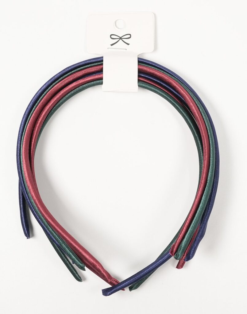 Narrow Satin Hair Headband, 6-Piece Set, 1cm