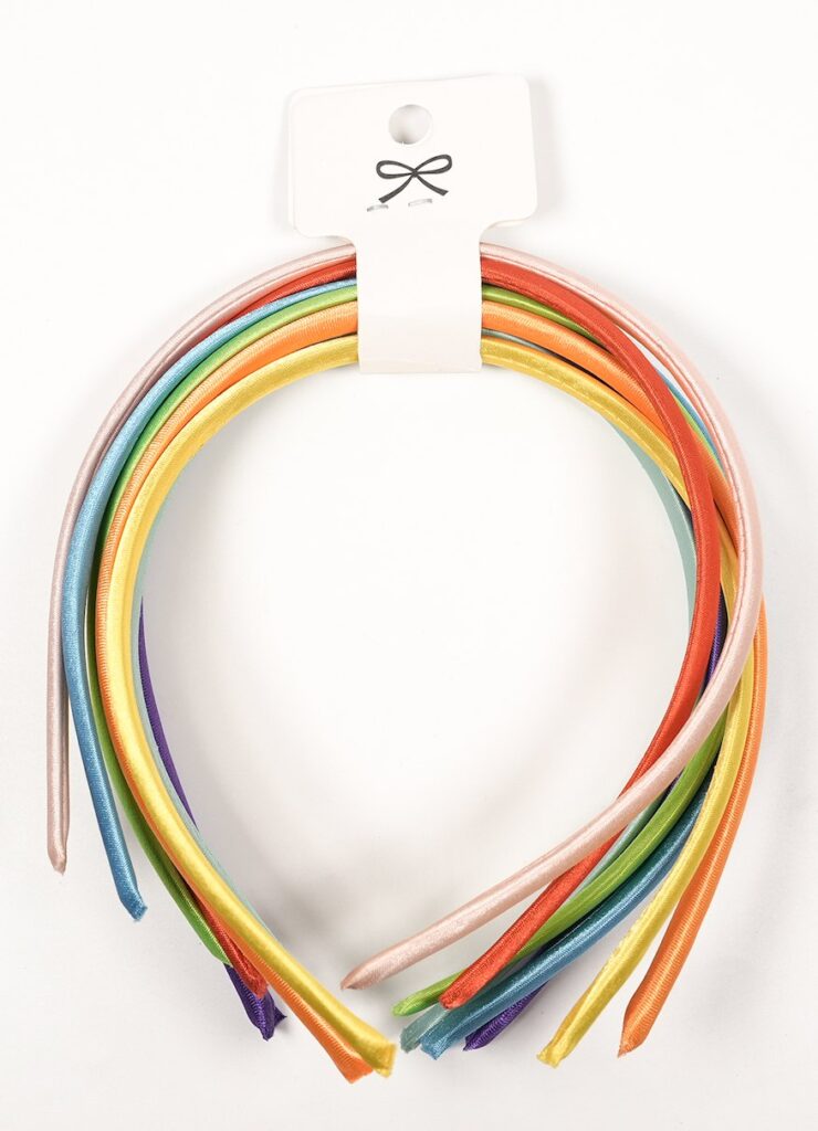 Narrow Satin Hair Headband, 8-Piece Set, 1cm